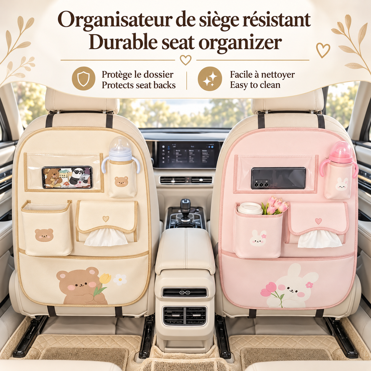 CoconDrive™ – Organisateur de siège auto multifonction.