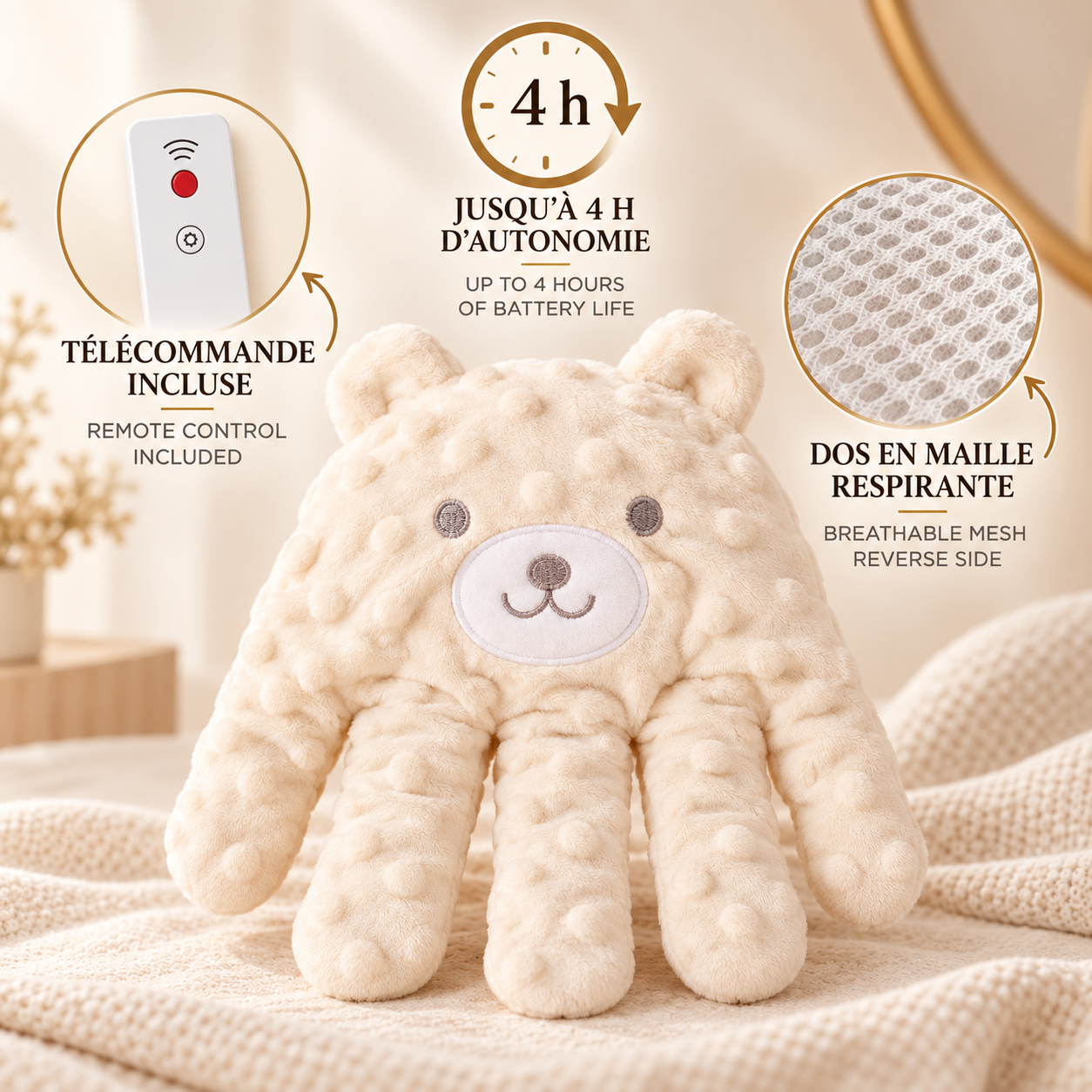 CoconPalm™ — Peluche main apaisante à mouvements doux